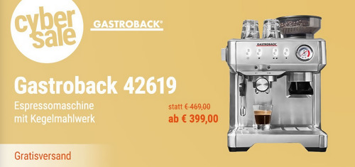 Gastroback 42619 Design Espresso Advanced Barista Espressomaschine mit Kegelmahlwerk, 15 bar Gastroback 42619 Design Espresso Advanced Barista Espressomaschine mit Kegelmahlwerk, 15 bar