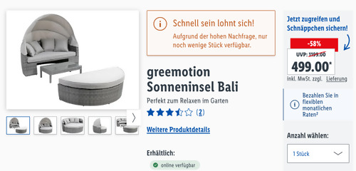 greemotion Sonneninsel Bali, ca. B 1,40 x H 1,50 x T 1,60 m greemotion Sonneninsel Bali, ca. B 1,40 x H 1,50 x T 1,60 m