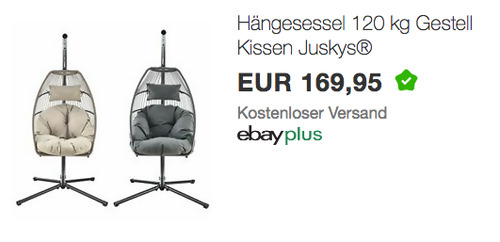 Juskys Hängesessel "Samana", beige oder dunkelgrau (70 x 55 cm Sitzfläche, max. 120 kg) Juskys Hängesessel "Samana", beige oder dunkelgrau (70 x 55 cm Sitzfläche, max. 120 kg)
