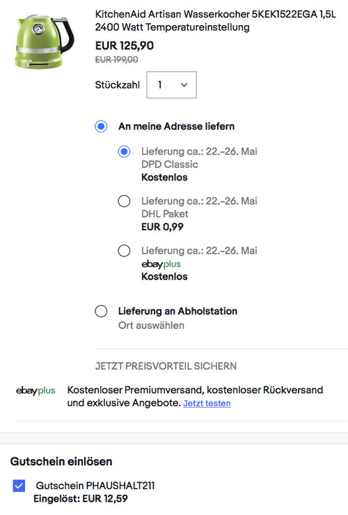 KitchenAid Artisan 1,5L Wasserkocher 5KEK1522EGA, apfelgrün