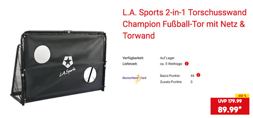 L.A. Sports 2-in-1 Torschusswand "Champion" - Fußball-Tor mit Netz & Torwand (ca. B 180 x H 120 x T 60 cm) L.A. Sports 2-in-1 Torschusswand "Champion" - Fußball-Tor mit Netz & Torwand (ca. B 180 x H 120 x T 60 cm)