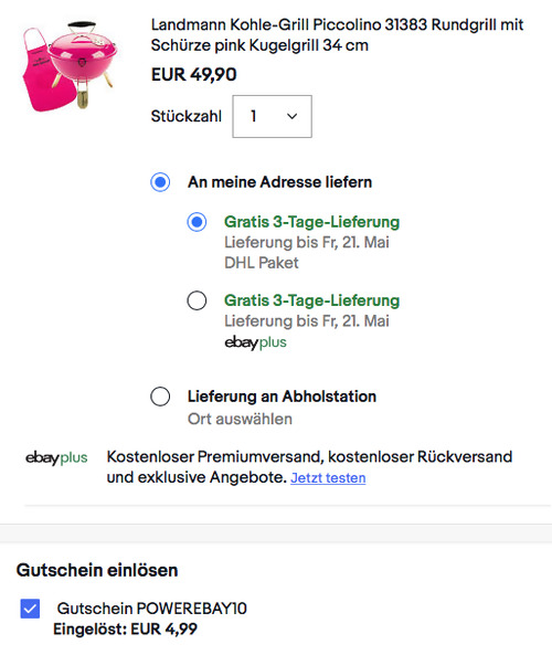Landmann 31383 34 cm Holzkohle-Kugelgrill "Piccolino" mit Schürze, pink Landmann 31383 34 cm Holzkohle-Kugelgrill "Piccolino" mit Schürze, pink