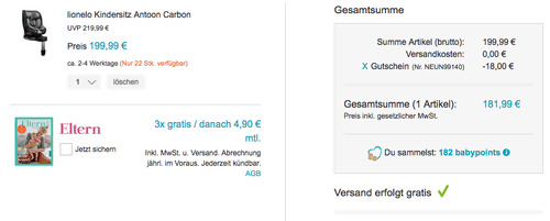 lionelo Kindersitz Antoon Carbon, bis 18 kg lionelo Kindersitz Antoon Carbon, bis 18 kg
