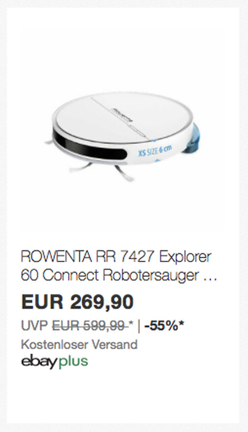 ROWENTA RR 7427 Explorer 60 Connect 4 in 1 Saugroboter, weiß ROWENTA RR 7427 Explorer 60 Connect 4 in 1 Saugroboter, weiß
