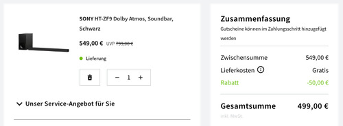 SONY HT-ZF9 Dolby Atmos Soundbar, schwarz (3.1 Kanäle, Subwoofer, 400 Watt) SONY HT-ZF9 Dolby Atmos Soundbar, schwarz (3.1 Kanäle, Subwoofer, 400 Watt)