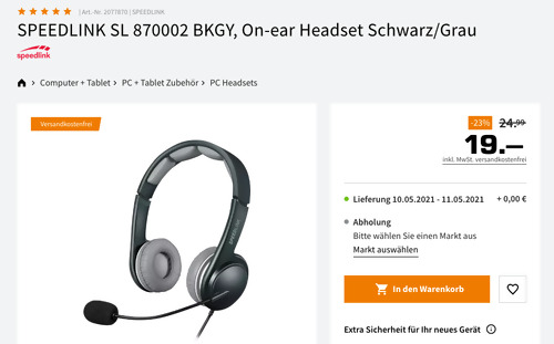 SPEEDLINK SL 870002 BKGY USB On-ear Headset für PC, schwarz/grau SPEEDLINK SL 870002 BKGY USB On-ear Headset für PC, schwarz/grau