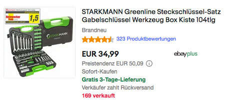 STARKMANN Greenline Steck- und Gabelschlüssel-Satz, 104 Teile STARKMANN Greenline Steck- und Gabelschlüssel-Satz, 104 Teile