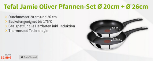 Tefal Jamie Oliver 20cm und 26cm Pfannen-Set (Thermo-Spot, Induktion) Tefal Jamie Oliver 20cm und 26cm Pfannen-Set (Thermo-Spot, Induktion)