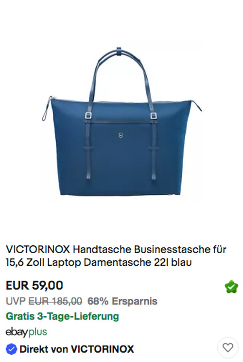 Victorinox 601823 "Victoria Charisma" Damen Handtasche, blau (15,6 Zoll, 43 x 33 x 15 cm, 22L) Victorinox 601823 "Victoria Charisma" Damen Handtasche, blau (15,6 Zoll, 43 x 33 x 15 cm, 22L)