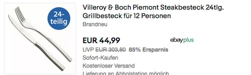 Villeroy & Boch Piemont Steakbesteck Set 24-tlg., Grillbesteck für 12 Personen - jetzt 25% billiger