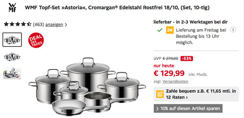WMF 10-tlg. Topf-Set "Astoria", Cromargan® Edelstahl Rostfrei 18/10
