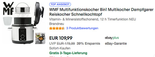WMF LONO 8in1 Multifunktionskocher, 6 Liter (1100 Watt Elektrischer Schnellkochtopf) WMF LONO 8in1 Multifunktionskocher, 6 Liter (1100 Watt Elektrischer Schnellkochtopf)