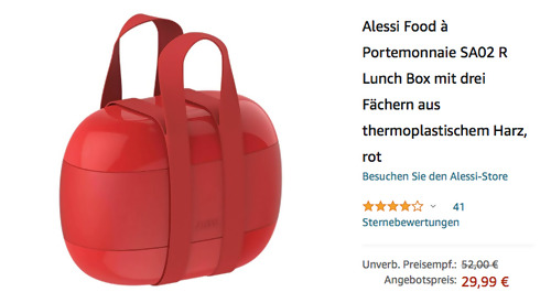 Alessi Food à Portemonnaie SA02 R Lunchbox, rot (3 Fächer, 19x10x13,5 cm) - jetzt 30% billiger Alessi Food à Portemonnaie SA02 R Lunchbox, rot (3 Fächer, 19x10x13,5 cm) - jetzt 30% billiger