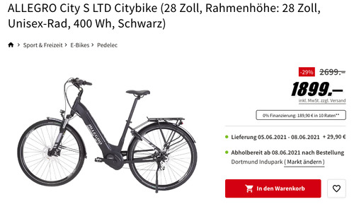 ALLEGRO City S LTD 28 Zoll Citybike, schwarz (Unisex, 250 Watt, 400 Wh) ALLEGRO City S LTD 28 Zoll Citybike, schwarz (Unisex, 250 Watt, 400 Wh)
