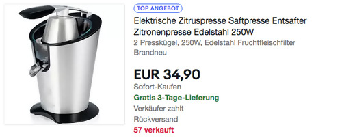 Camry Elektrische Zitruspresse (500 W, Edelstahlgehäuse) Camry Elektrische Zitruspresse (500 W, Edelstahlgehäuse)