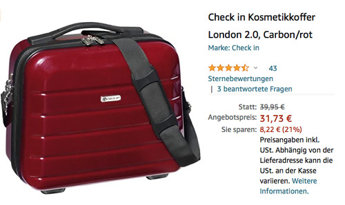 CHECK.IN Kosmetikkoffer London 2.0, carbon/rot (ca. 30/33/17 cm) CHECK.IN Kosmetikkoffer London 2.0, carbon/rot (ca. 30/33/17 cm)