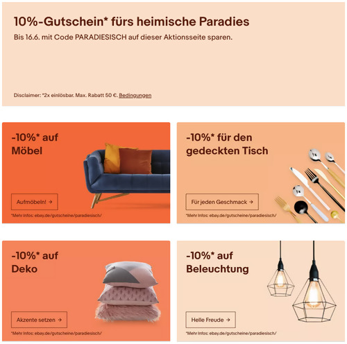 Ebay - 10% Rabatt auf Möbel, Deko, Beleuchtung und Kochen & Genießen: z.B. HOMCOM DEB31-1550431 Stehlampe, 144 cm Ebay - 10% Rabatt auf Möbel, Deko, Beleuchtung und Kochen & Genießen: z.B. HOMCOM DEB31-1550431 Stehlampe, 144 cm