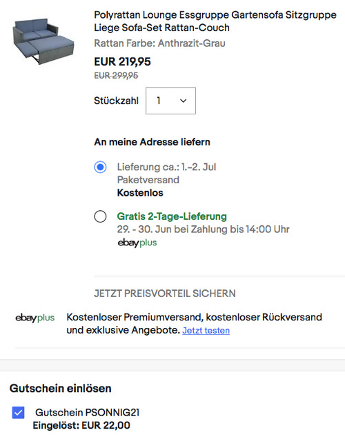 ESTEXO Polyrattan Gartensofa-Set, versch. Farben (Zweisitzer-Sofa, Ottomane) ESTEXO Polyrattan Gartensofa-Set, versch. Farben (Zweisitzer-Sofa, Ottomane)