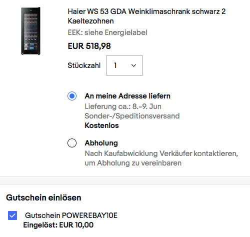 Haier WS 53 GDA Weinklimaschrank mit 2 Kältezohnen (53 Flaschen, EEK:A) Haier WS 53 GDA Weinklimaschrank mit 2 Kältezohnen (53 Flaschen, EEK:A)