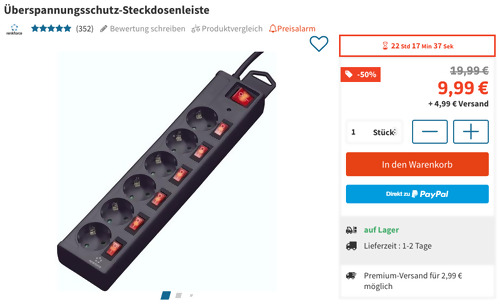 Renkforce 615B-CMB-S 6-fach Überspannungsschutz-Steckdosenleiste Renkforce 615B-CMB-S 6-fach Überspannungsschutz-Steckdosenleiste