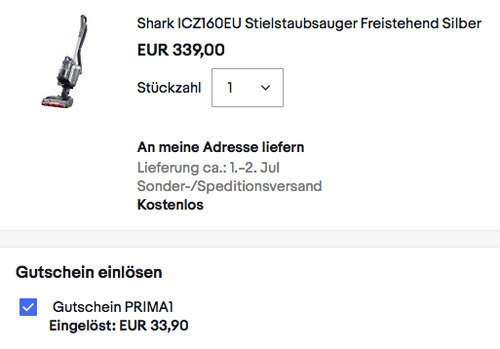 Shark ICZ160EU Akku-Stielstaubsauger (50 Min Laufzeit, Anti-Allergen Complete Seal) - jetzt 10% billiger Shark ICZ160EU Akku-Stielstaubsauger (50 Min Laufzeit, Anti-Allergen Complete Seal) - jetzt 10% billiger