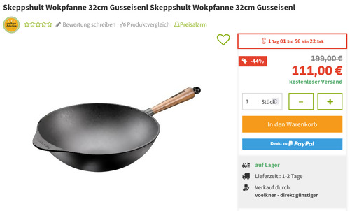 Skeppshult Wokpfanne 32cm, Gusseisen Skeppshult Wokpfanne 32cm, Gusseisen