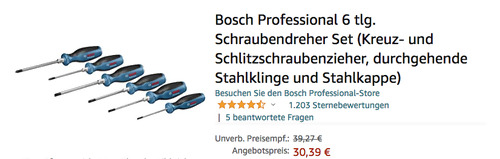 Bosch Professional 1600A016BF 6 tlg. Schraubendreher Set (Kreuz- und Schlitzschraubenzieher) Bosch Professional 1600A016BF 6 tlg. Schraubendreher Set (Kreuz- und Schlitzschraubenzieher)