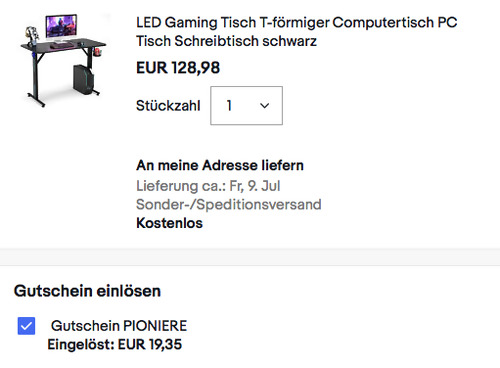 COSTWAY HW67024BK LED Gaming Tisch, schwarz (110x60x76 cm) COSTWAY HW67024BK LED Gaming Tisch, schwarz (110x60x76 cm)