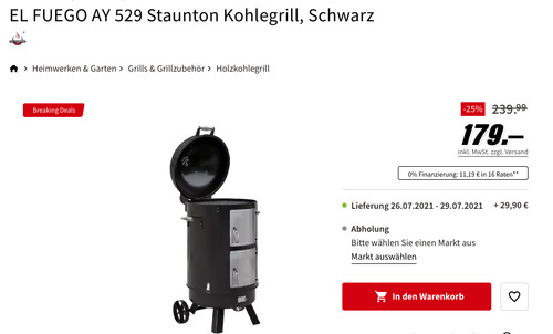 EL FUEGO AY 529 Staunton Vertikalsmoker (Kohlegrill, 122 cm hoch) EL FUEGO AY 529 Staunton Vertikalsmoker (Kohlegrill, 122 cm hoch)