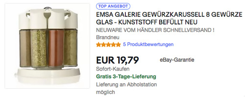 Emsa 2201081200 Gewürzkarussell, 8 Gewürze Emsa 2201081200 Gewürzkarussell, 8 Gewürze