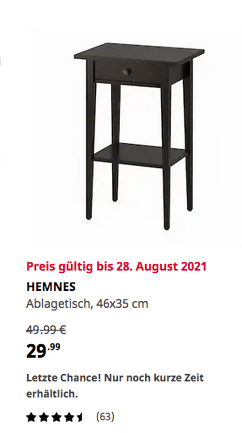 IKEA Brinkum - HEMNES Ablagetisch, schwarzbraun, 46x35 cm IKEA Brinkum - HEMNES Ablagetisch, schwarzbraun, 46x35 cm