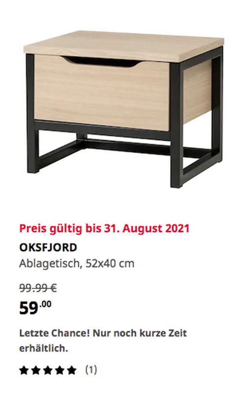 IKEA Lübeck - OKSFJORD Ablagetisch, Eichenfurnier weiß lasiert/schwarz, 52x40 cm IKEA Lübeck - OKSFJORD Ablagetisch, Eichenfurnier weiß lasiert/schwarz, 52x40 cm