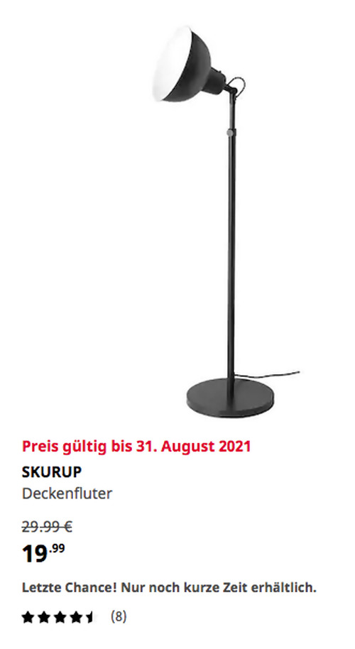IKEA Mannheim - SKURUP Deckenfluter, schwarz, max. Höhe 187 cm IKEA Mannheim - SKURUP Deckenfluter, schwarz, max. Höhe 187 cm