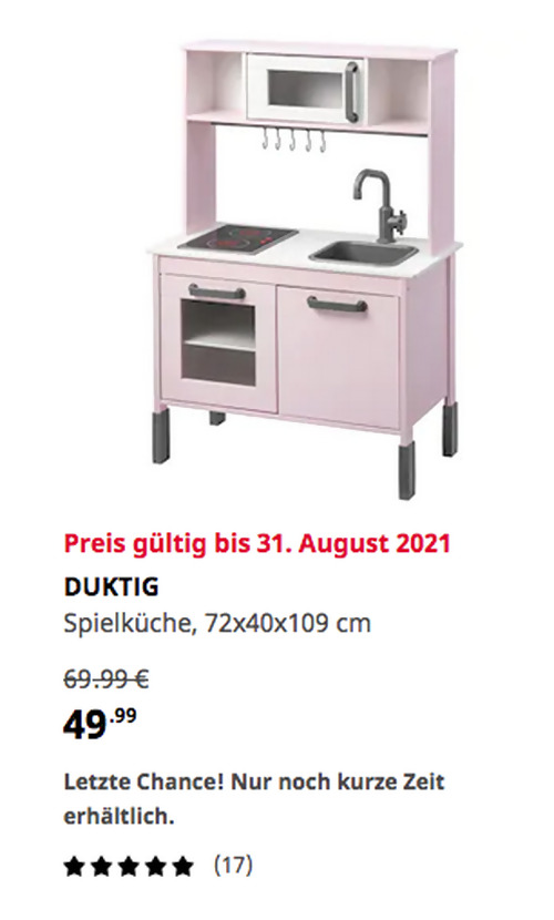 IKEA Regensburg - DUKTIG Spielküche, hellrosa, 72x40x109 cm IKEA Regensburg - DUKTIG Spielküche, hellrosa, 72x40x109 cm