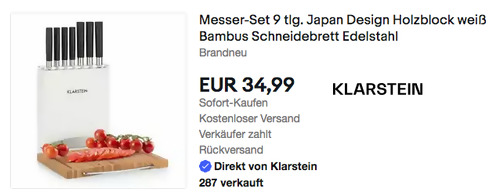 Klarstein 9-teilige Kitano Plus Messer-Set, weiß (7 Messer, X30Cr13 Edelstahl, Holzblock, Bambus Schneidebrett) Klarstein 9-teilige Kitano Plus Messer-Set, weiß (7 Messer, X30Cr13 Edelstahl, Holzblock, Bambus Schneidebrett)