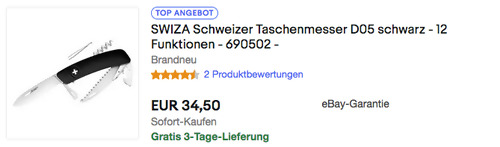 SWIZA 690502 Schweizer Taschenmesser D05, schwarz (12 Funktionen) - jetzt 21% billiger SWIZA 690502 Schweizer Taschenmesser D05, schwarz (12 Funktionen) - jetzt 21% billiger