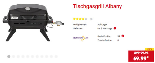 tepro Tischgasgrill "Albany" (44,5 x 31,5 cm Grillfläche, max. 3,0 kW) tepro Tischgasgrill "Albany" (44,5 x 31,5 cm Grillfläche, max. 3,0 kW)