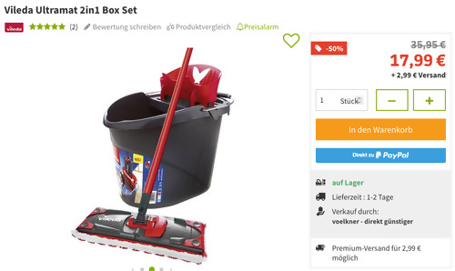 Vileda Ultramat 2in1 Bodenwischer Set (Stiel, Bezug, Eimer mit PowerPresse) Vileda Ultramat 2in1 Bodenwischer Set (Stiel, Bezug, Eimer mit PowerPresse)