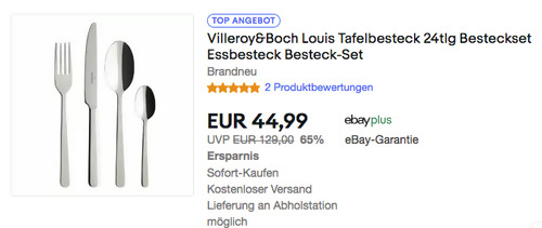 Villeroy&Boch 24-teilges Tafelbesteck-Set "Louis" für 6 Personen Villeroy&Boch 24-teilges Tafelbesteck-Set "Louis" für 6 Personen