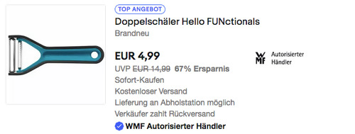 WMF Hello FUNctionals Doppelschäler (2x Gemüseschäler) - jetzt 50% billiger
