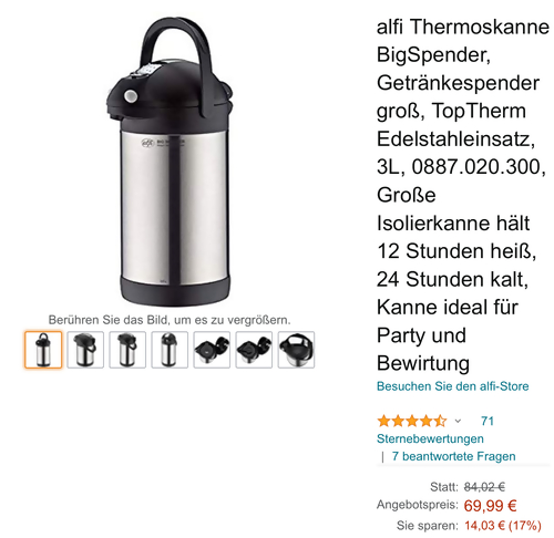 alfi Thermoskanne BigSpender 3 Liter alfi Thermoskanne BigSpender 3 Liter