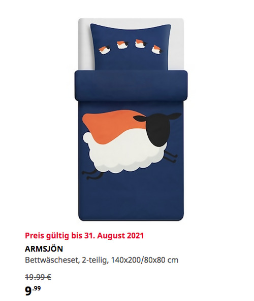 IKEA Augsburg - ARMSJÖN Bettwäscheset, 2-teilig, dunkelblau/weiß, 140x200/80x80 cm - jetzt 50% billiger