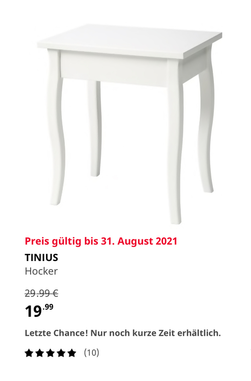IKEA Essen - TINIUS Hocker, weiß - jetzt 33% billiger IKEA Essen - TINIUS Hocker, weiß - jetzt 33% billiger