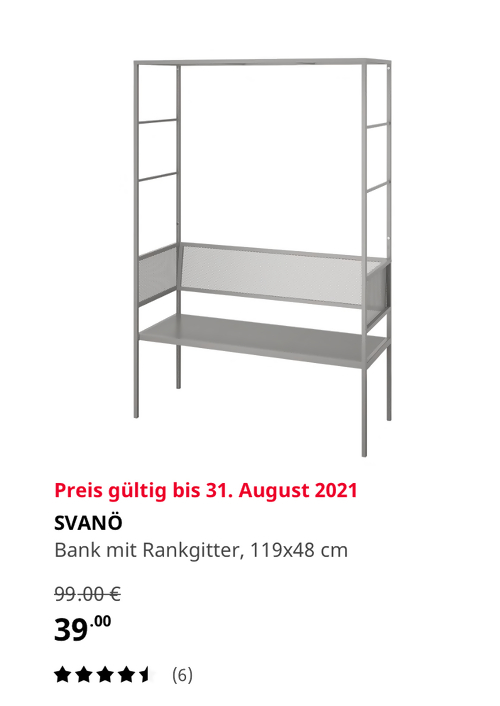 IKEA Großburgwedel - SVANÖ Bank mit Rankgitter, grau, 119x48 cm IKEA Großburgwedel - SVANÖ Bank mit Rankgitter, grau, 119x48 cm