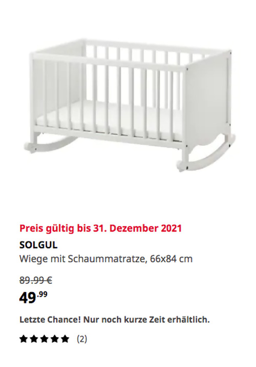 IKEA Halle/Leipzig - SOLGUL Wiege mit Schaummatratze, weiß, 66x84 cm IKEA Halle/Leipzig - SOLGUL Wiege mit Schaummatratze, weiß, 66x84 cm