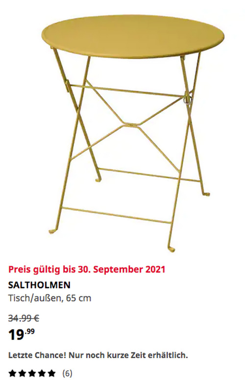 IKEA Hamburg-Altona - SALTHOLMEN Tisch/außen, faltbar, gelb, 65 cm IKEA Hamburg-Altona - SALTHOLMEN Tisch/außen, faltbar, gelb, 65 cm