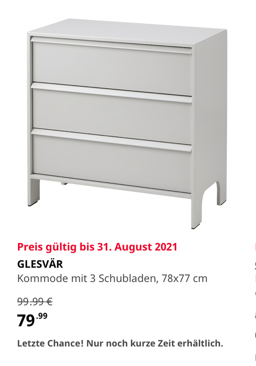 IKEA Kamen - GLESVÄR Kommode mit 3 Schubladen, hellgrau/Ausziehsperre, 78x77 cm IKEA Kamen - GLESVÄR Kommode mit 3 Schubladen, hellgrau/Ausziehsperre, 78x77 cm