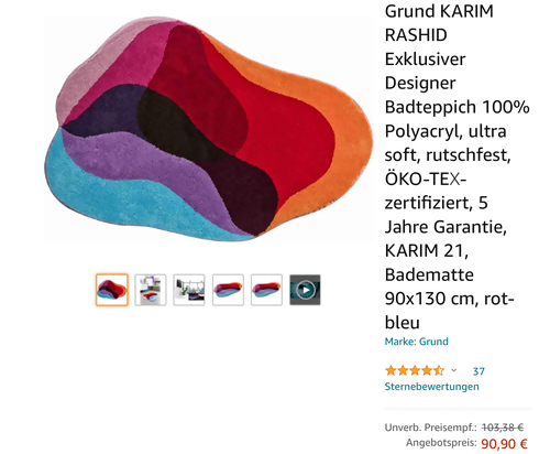 KARIM 21 90x130 cm Badematte, rot-bleu - jetzt 12% billiger