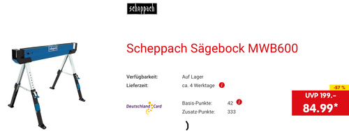 Scheppach Sägebock MWB600 2 Stück Set, 1200 kg Traglast Scheppach Sägebock MWB600 2 Stück Set, 1200 kg Traglast