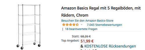 Amazon Basics 5 Regalböden Regal mit Rädern, Chrom (76 x 36 x 152 cm Amazon Basics 5 Regalböden Regal mit Rädern, Chrom (76 x 36 x 152 cm